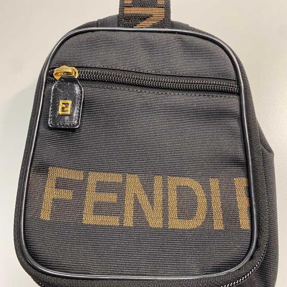 FENDI Vanity Handbag Nylon Logo Black Brown - image 2