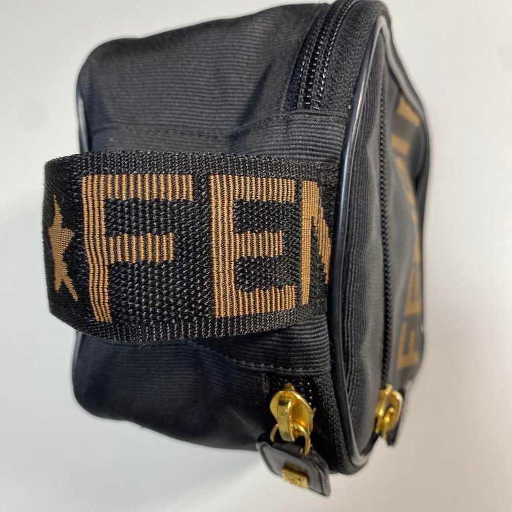 FENDI Vanity Handbag Nylon Logo Black Brown - image 9