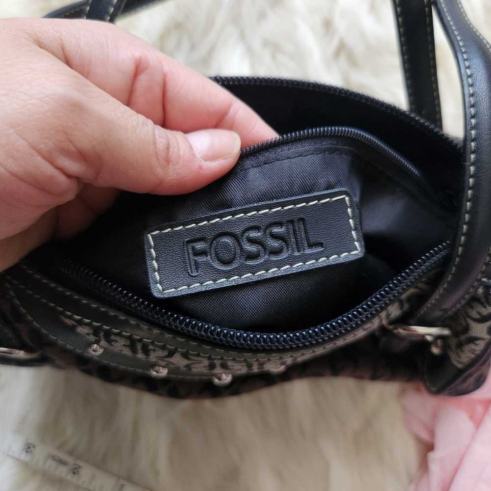 Vintage Fossil shoulder bag leather and canvas - image 9