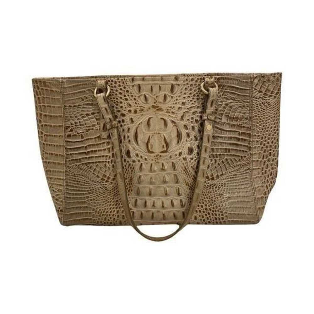 Brahmin Alligator Gray Tan Handbag Purse - image 2