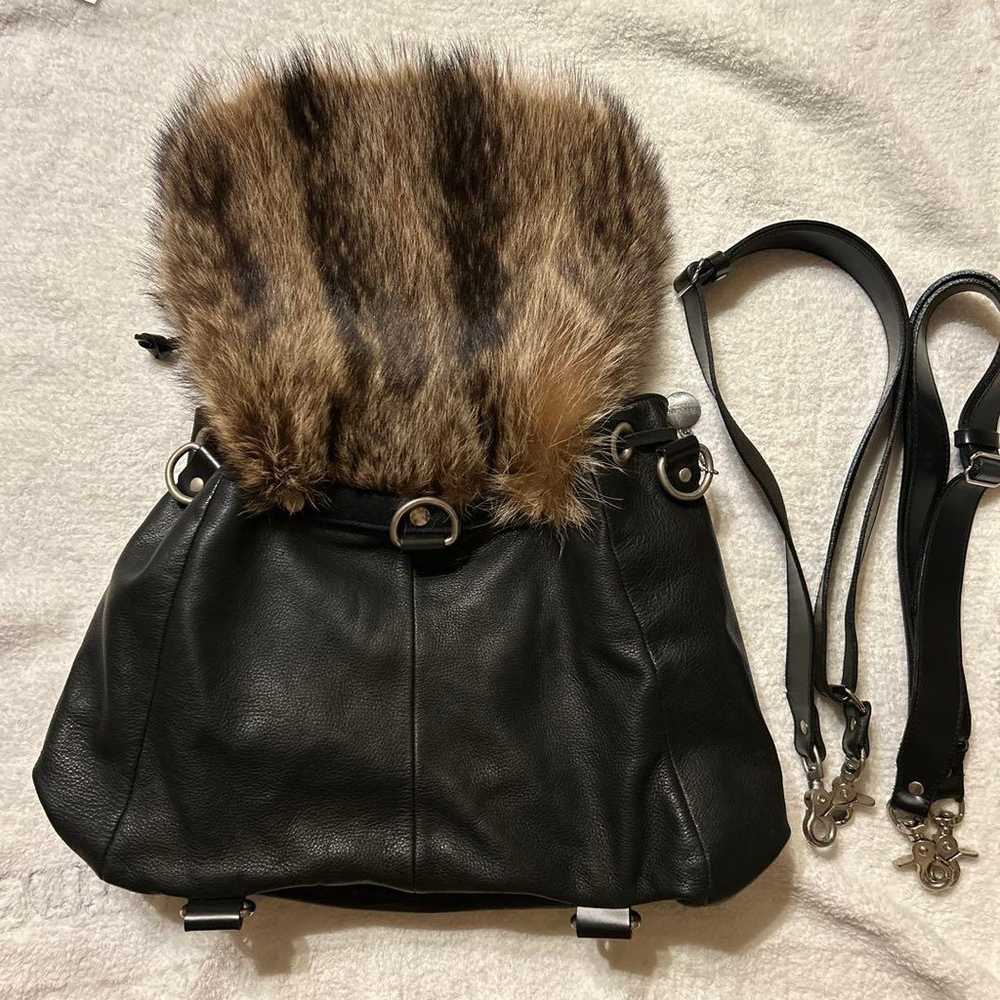 Haricana Fur Bag Silver Fox Shoulder Bag Rucksack… - image 6