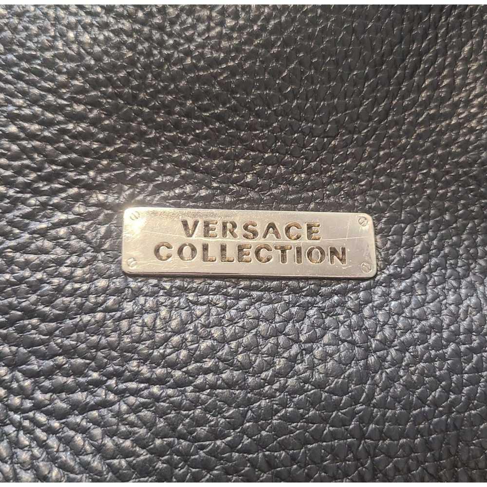 Versace [Authentic] Large Black Pelle Leather & G… - image 4