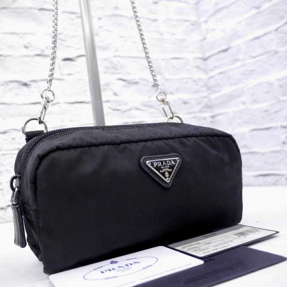 ◆ PRADA VELA Nylon x Leather Chain Shoulder Bag B… - image 1