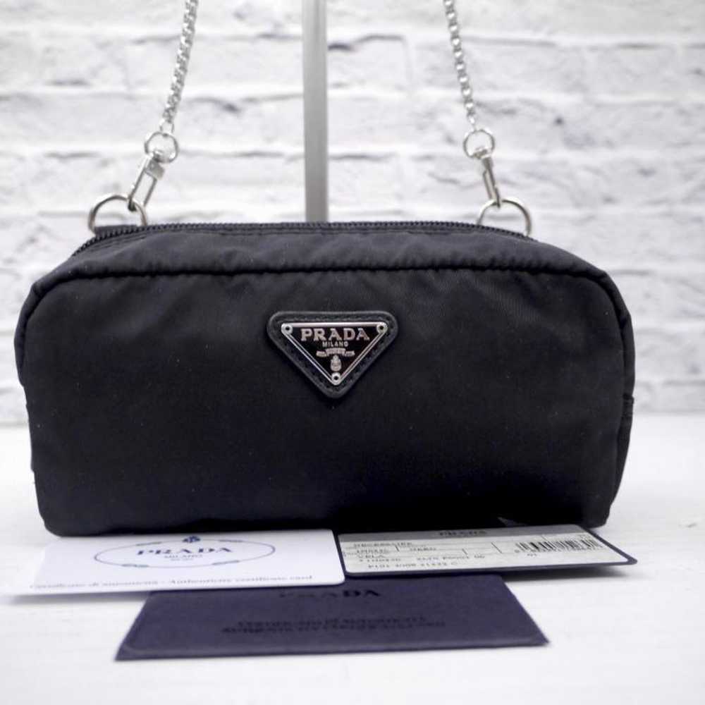 ◆ PRADA VELA Nylon x Leather Chain Shoulder Bag B… - image 2