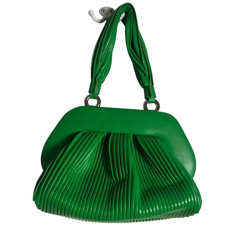 Themoire Tia Plissa Green Faux Leather Pleated Ha… - image 9