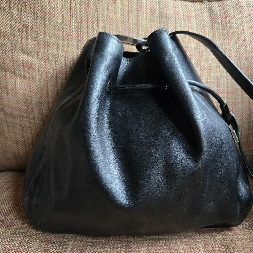 GUCCI Shoulder Bag Drawstring Leather Black - image 12