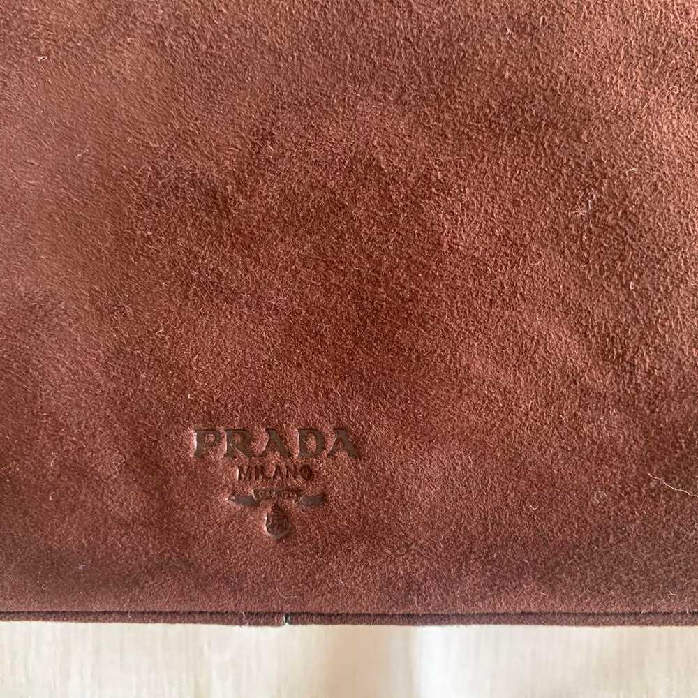 PRADA brown suede shoulder bag with chain strap. - image 2