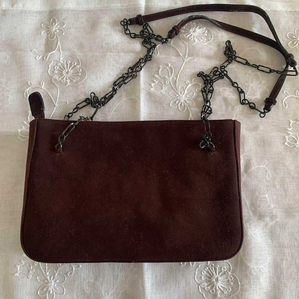 PRADA brown suede shoulder bag with chain strap. - image 3