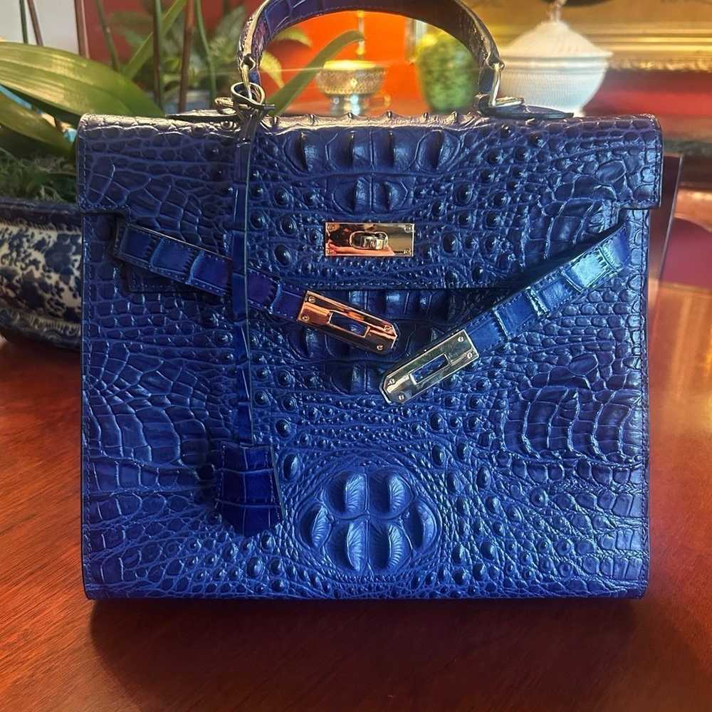 Blue Crocodile Handbag h Kelly - image 4