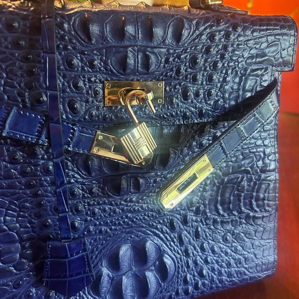 Blue Crocodile Handbag h Kelly - image 5