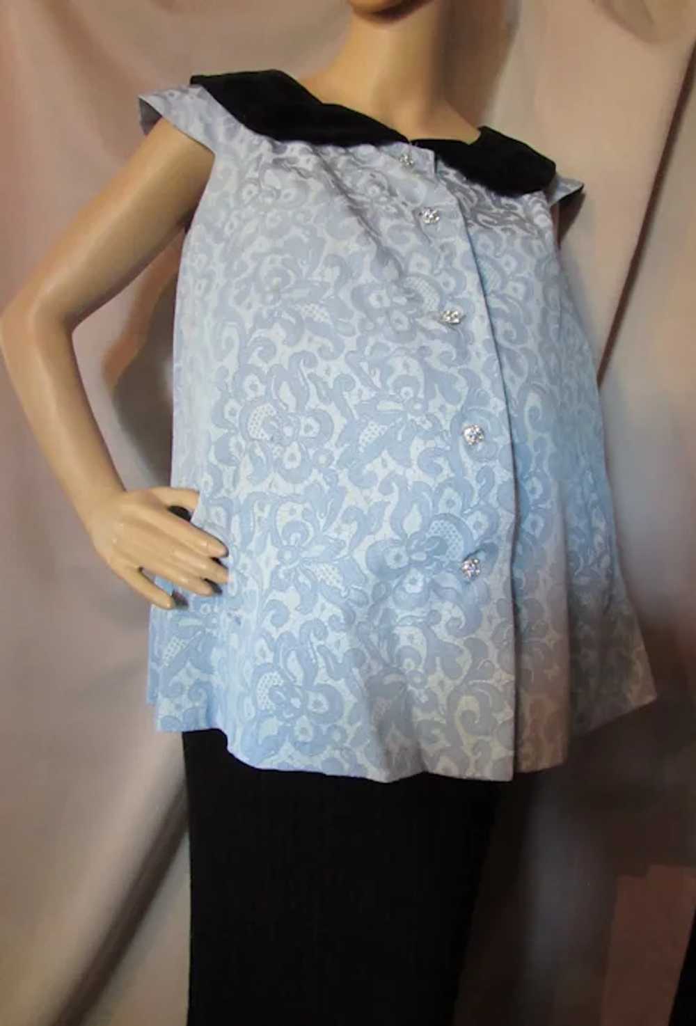 Fabulous Vintage 1950/1960 Maternity Top Blue Bro… - image 2