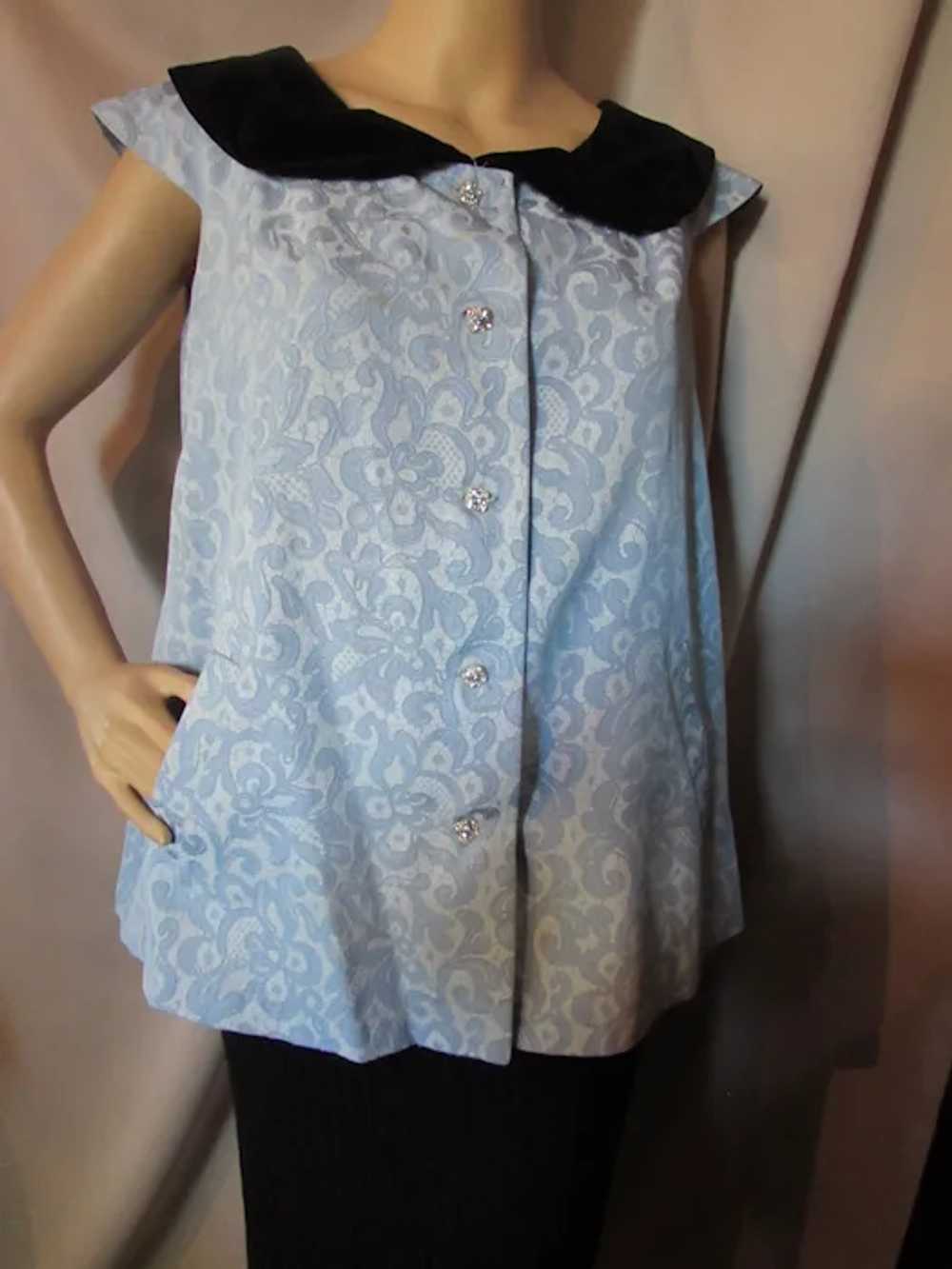 Fabulous Vintage 1950/1960 Maternity Top Blue Bro… - image 3