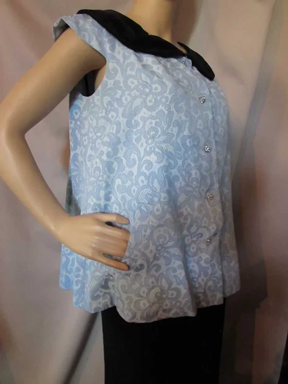 Fabulous Vintage 1950/1960 Maternity Top Blue Bro… - image 5