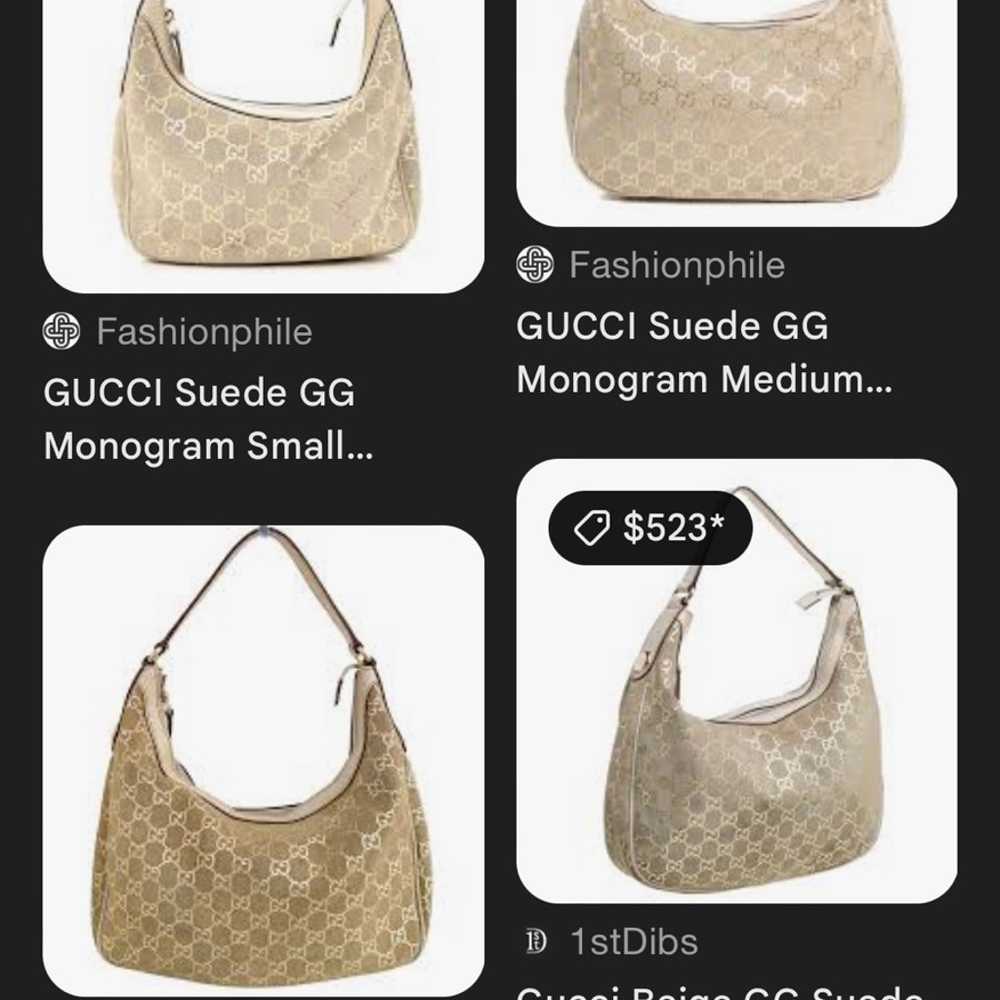 GUCCI SUEDE GG MONOGRAM MEDIUM BAG RARE CLUTCH BAG - image 2