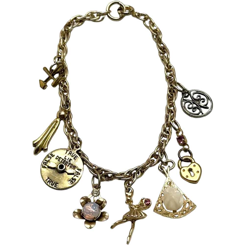 Vintage gold charm bracelet - image 1