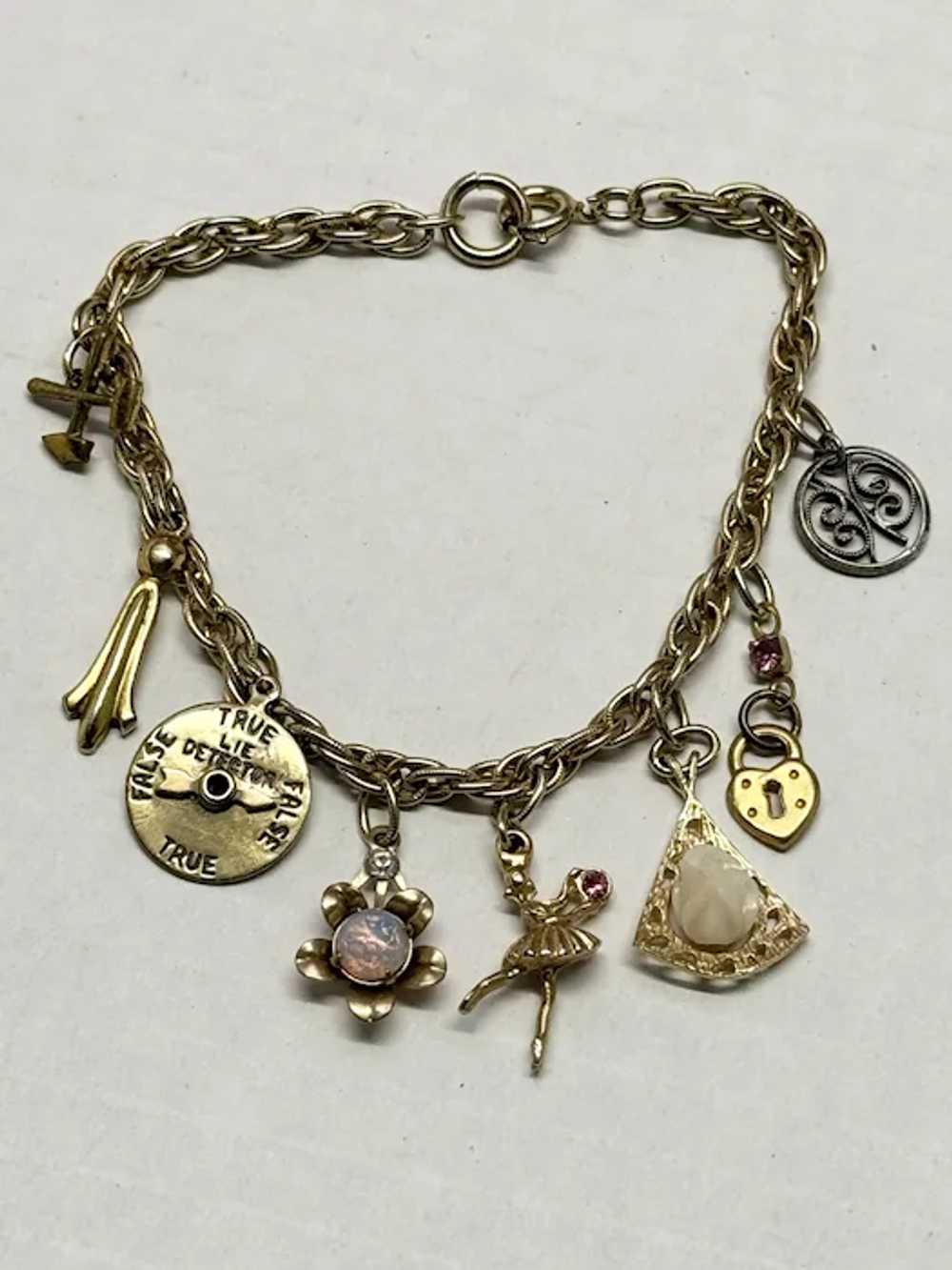 Vintage gold charm bracelet - image 2