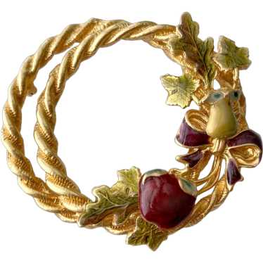 'Tutti Frutti' Golden Wreath Brooch - image 1