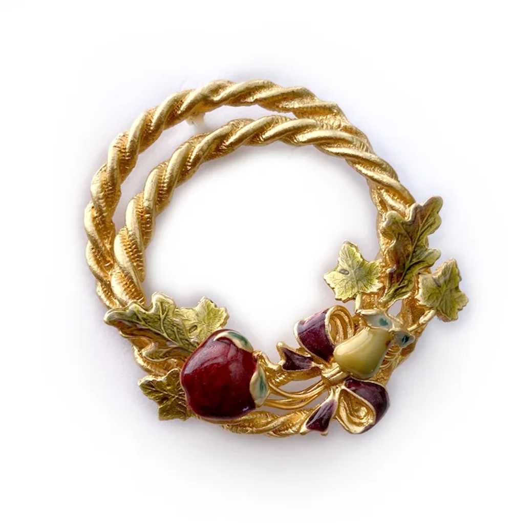 'Tutti Frutti' Golden Wreath Brooch - image 2