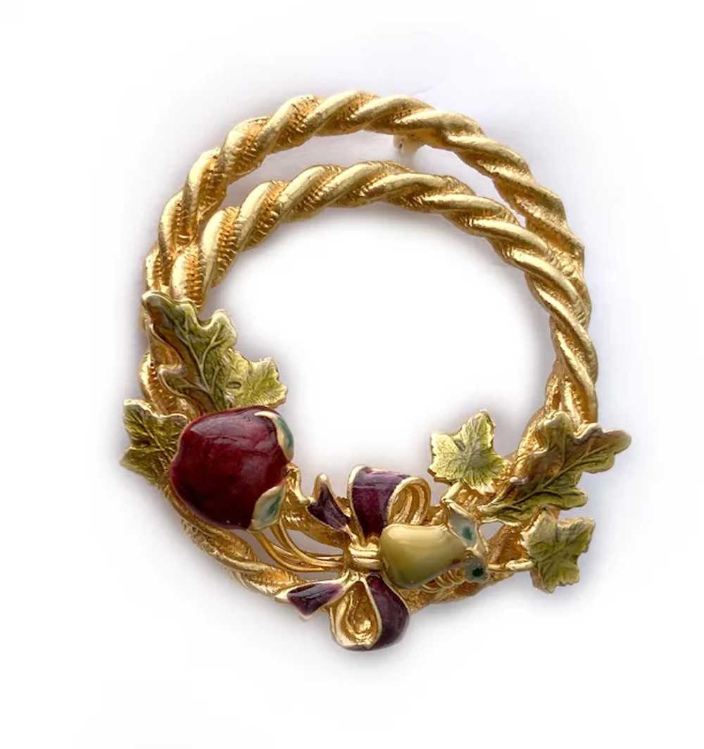 'Tutti Frutti' Golden Wreath Brooch - image 3