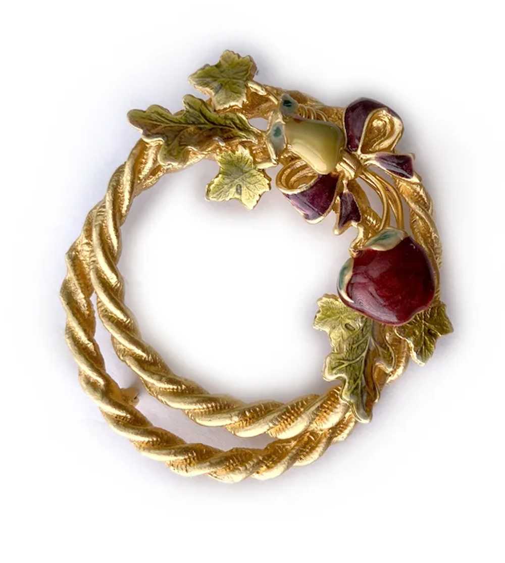 'Tutti Frutti' Golden Wreath Brooch - image 4