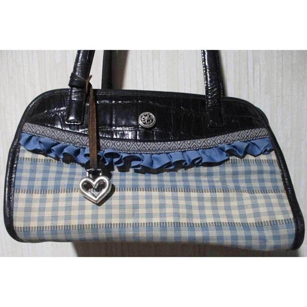 VINTAGE Brighton Handbag Purse Blue Checkerboard … - image 1