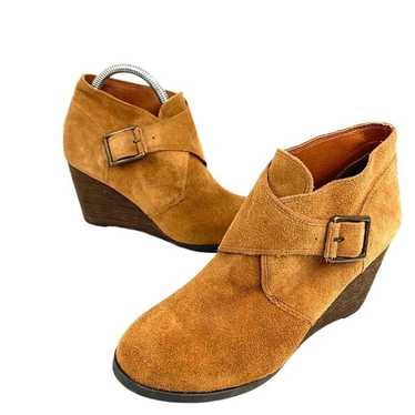 Lucky Brand Sumarah Suede Monkstrap Wedge Booties