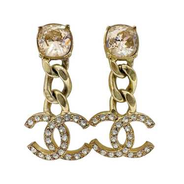 Chanel CHANEL Coco Mark Color Stone Chain Earring… - image 1