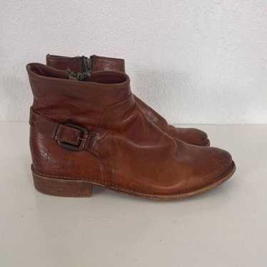 Frye Brown Leather Buckle Side Ankle Booties - image 1