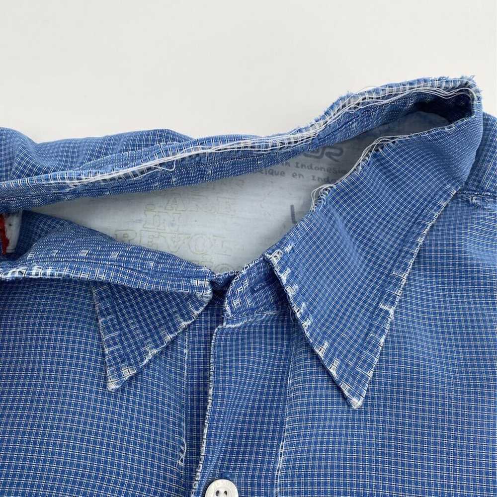 Quiksilver Mens Button Front Shirt Blue White Pla… - image 9