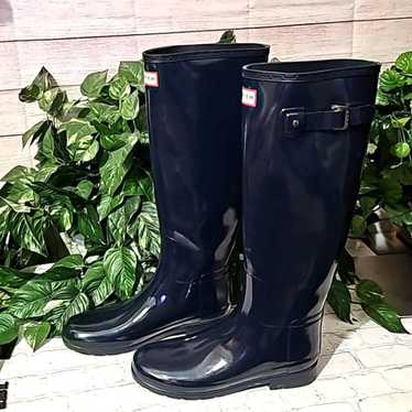 Hunter Original Dark Navy Glossy Boots 8