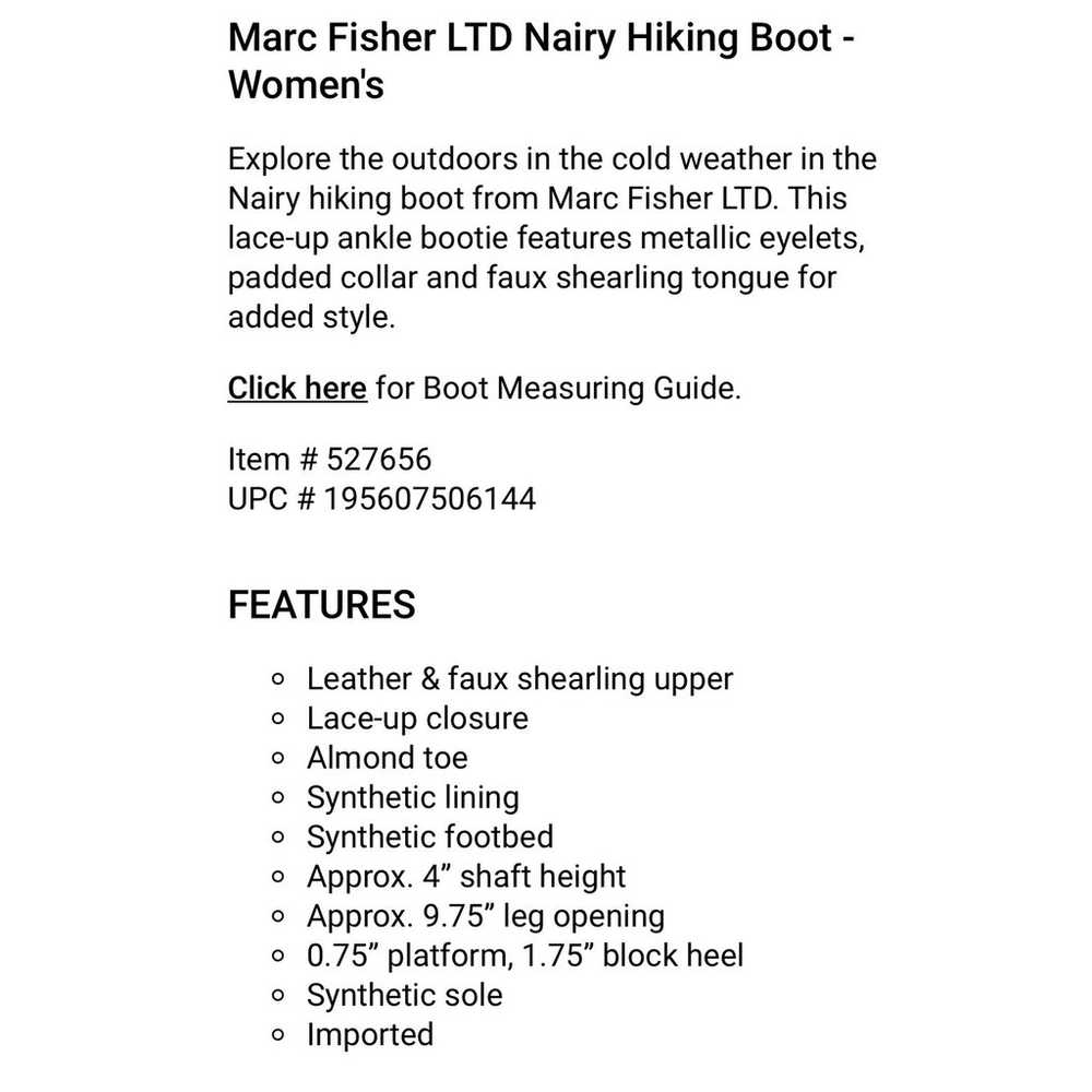 NEW Marc Fisher LTD Black Leather Nairy Hiking Bo… - image 5