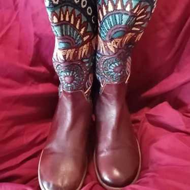 NWOB Socofy Handmade Bohemian Knee High Boots - image 1