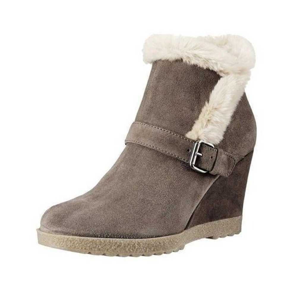 NWOB AQUATALIA Carlotta Faux Fur Wedge Bootie Siz… - image 1