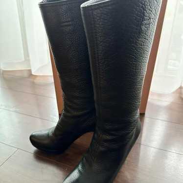 MIU MIU Black Leather Long Boots Size 36 1/2, Purc