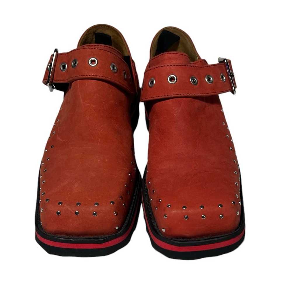 John fluevog red leather studded shoes size 6 - image 2