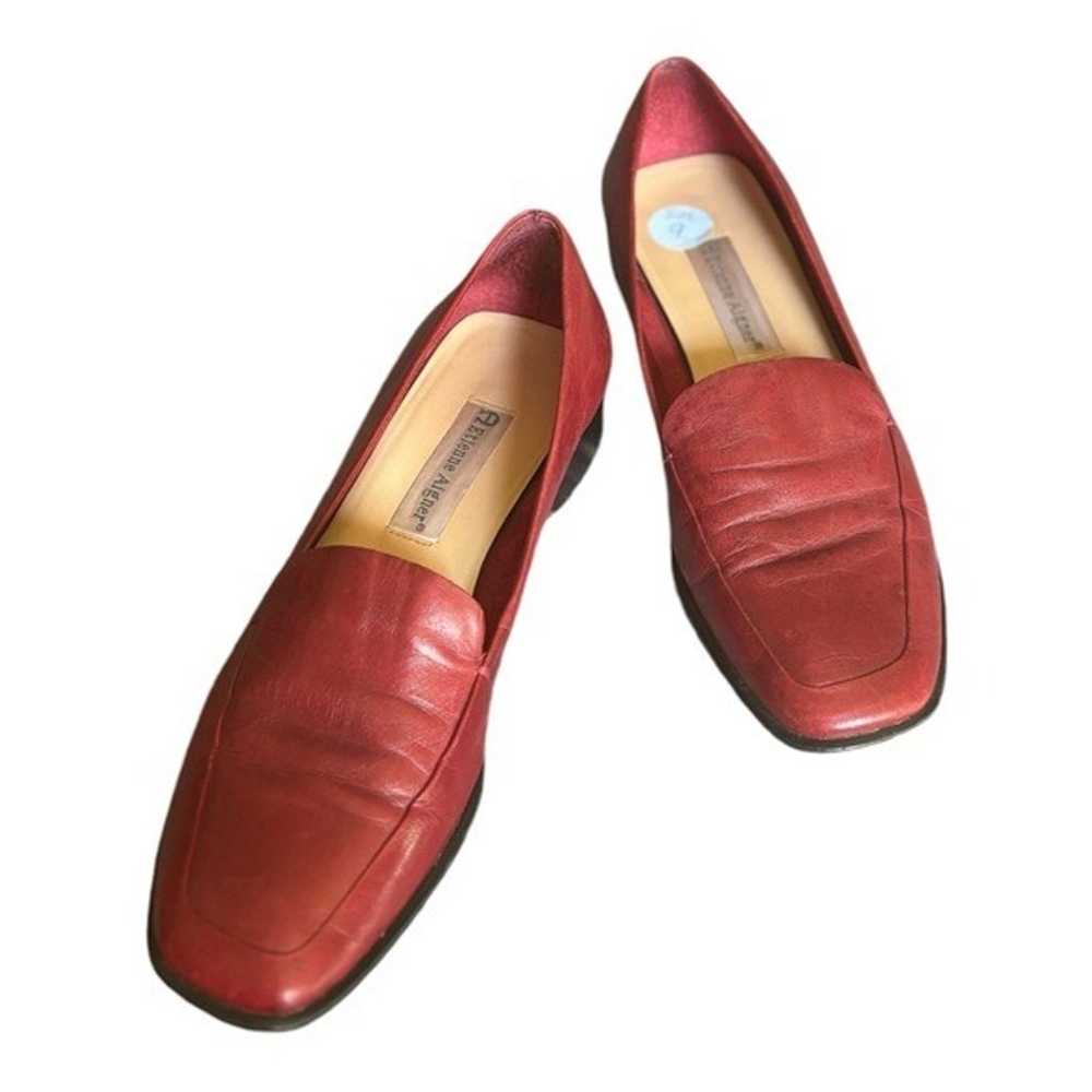 Etienne Aigner Red Leather Loafers Size 9 M Squar… - image 11