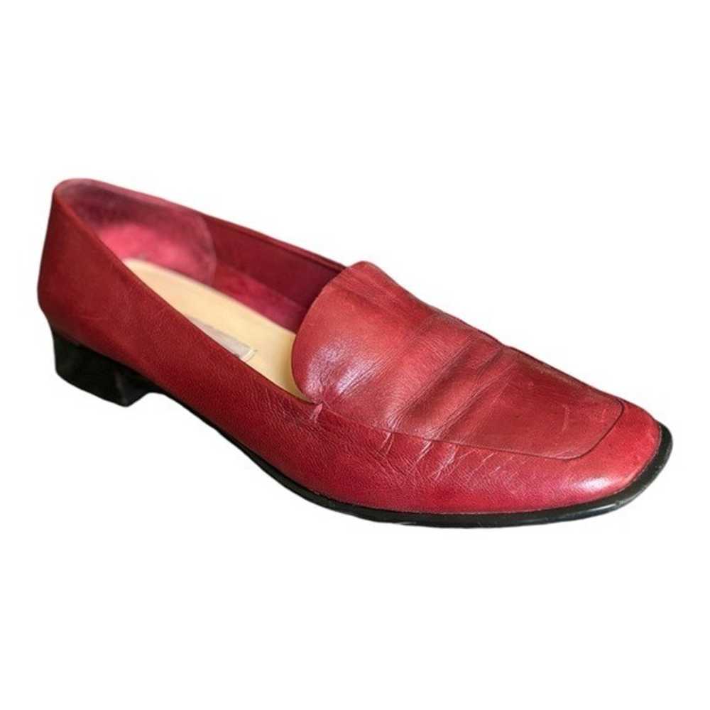 Etienne Aigner Red Leather Loafers Size 9 M Squar… - image 12