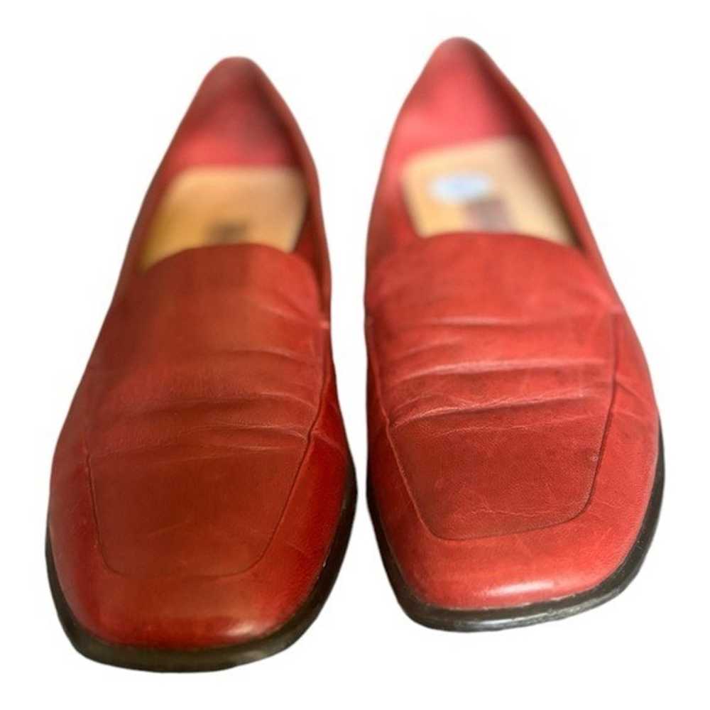 Etienne Aigner Red Leather Loafers Size 9 M Squar… - image 3