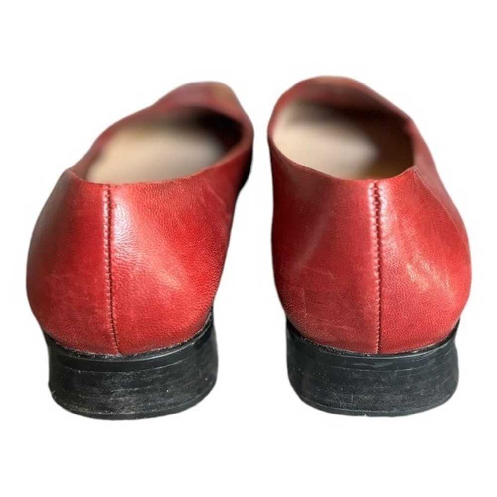 Etienne Aigner Red Leather Loafers Size 9 M Squar… - image 4