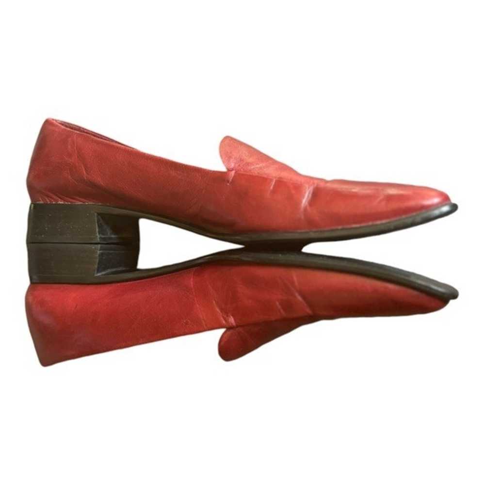 Etienne Aigner Red Leather Loafers Size 9 M Squar… - image 8