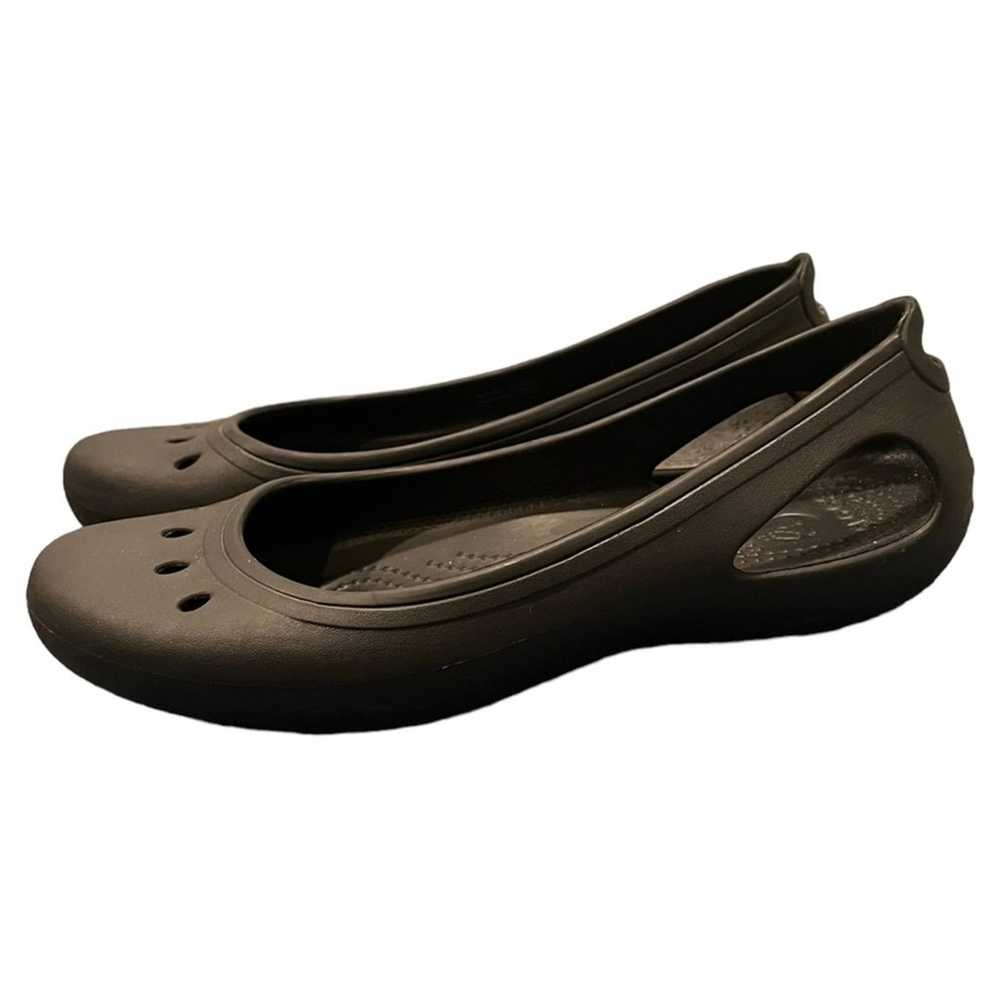 Crocs Black Kadee Waterproof Rubber Ballet Flats … - image 1