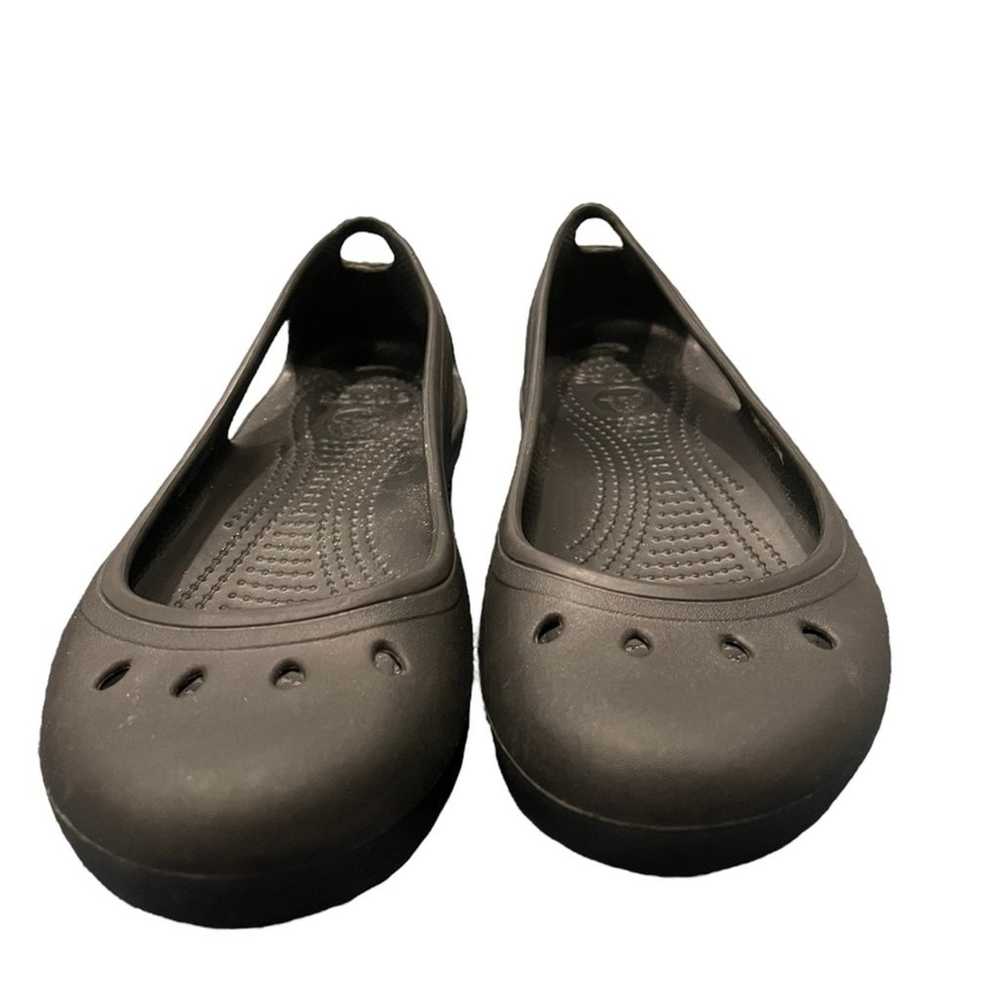 Crocs Black Kadee Waterproof Rubber Ballet Flats … - image 2