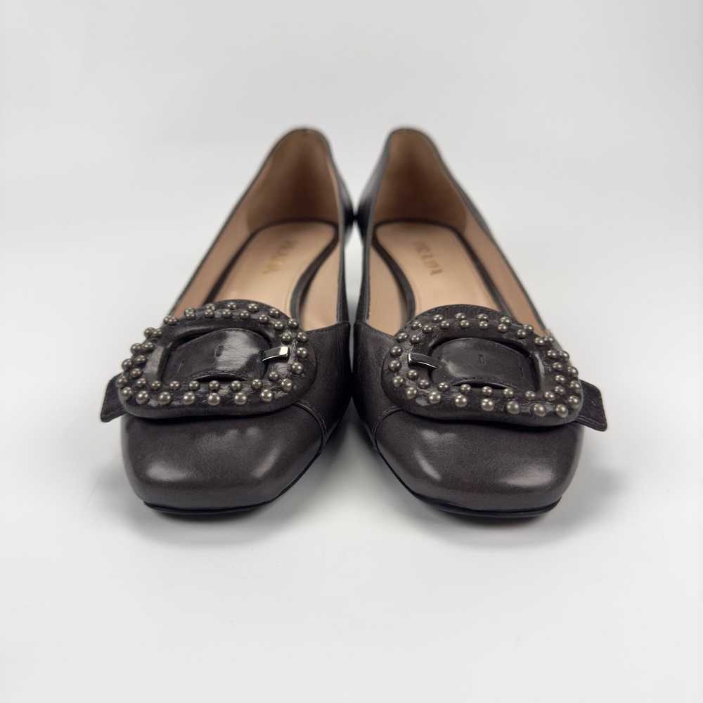 Prada Vintage Prada Gray Vit Shine Buckle Pumps W… - image 3