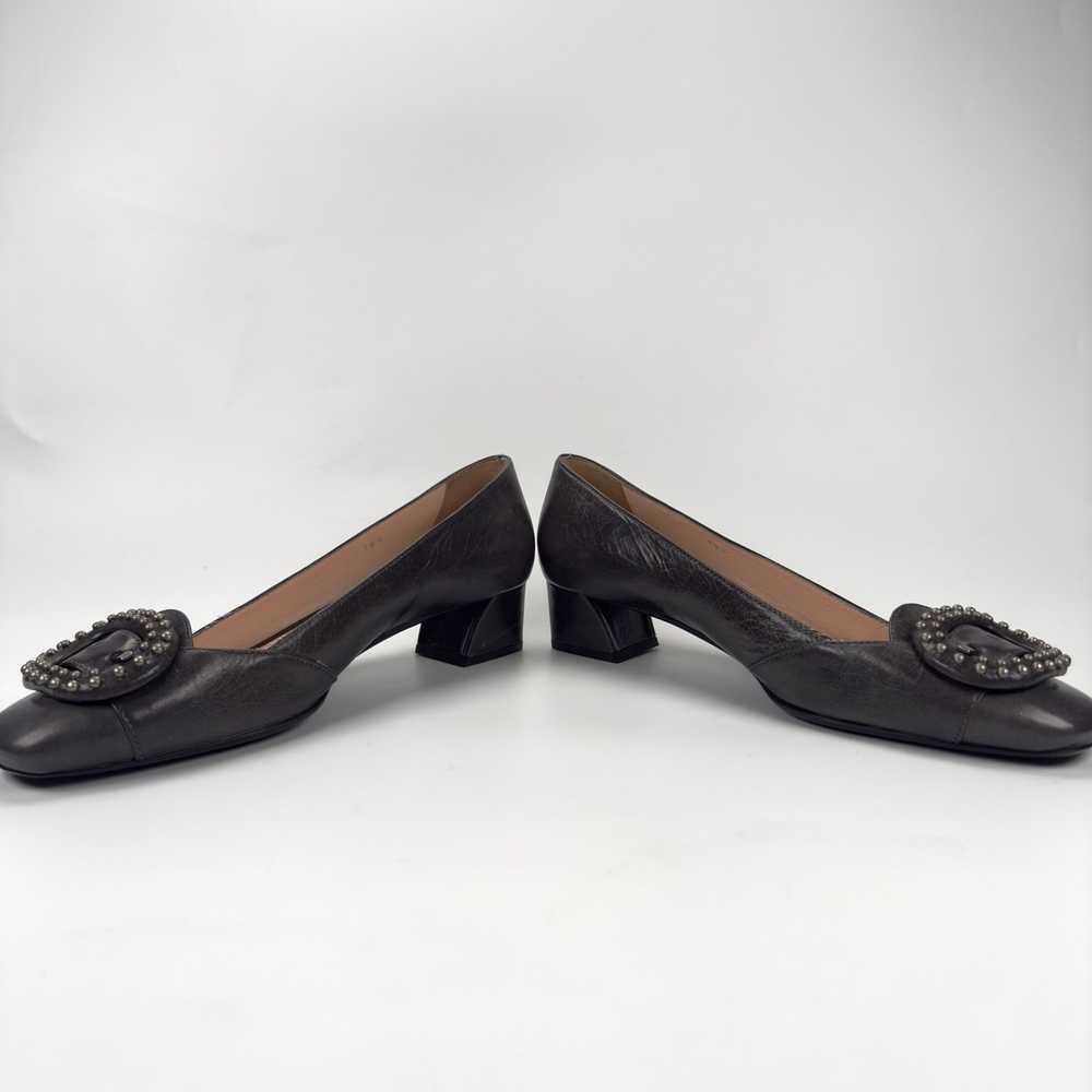 Prada Vintage Prada Gray Vit Shine Buckle Pumps W… - image 4