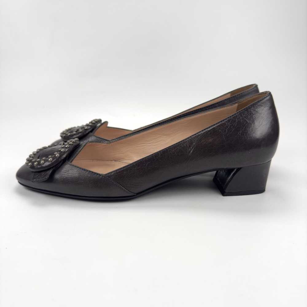 Prada Vintage Prada Gray Vit Shine Buckle Pumps W… - image 5