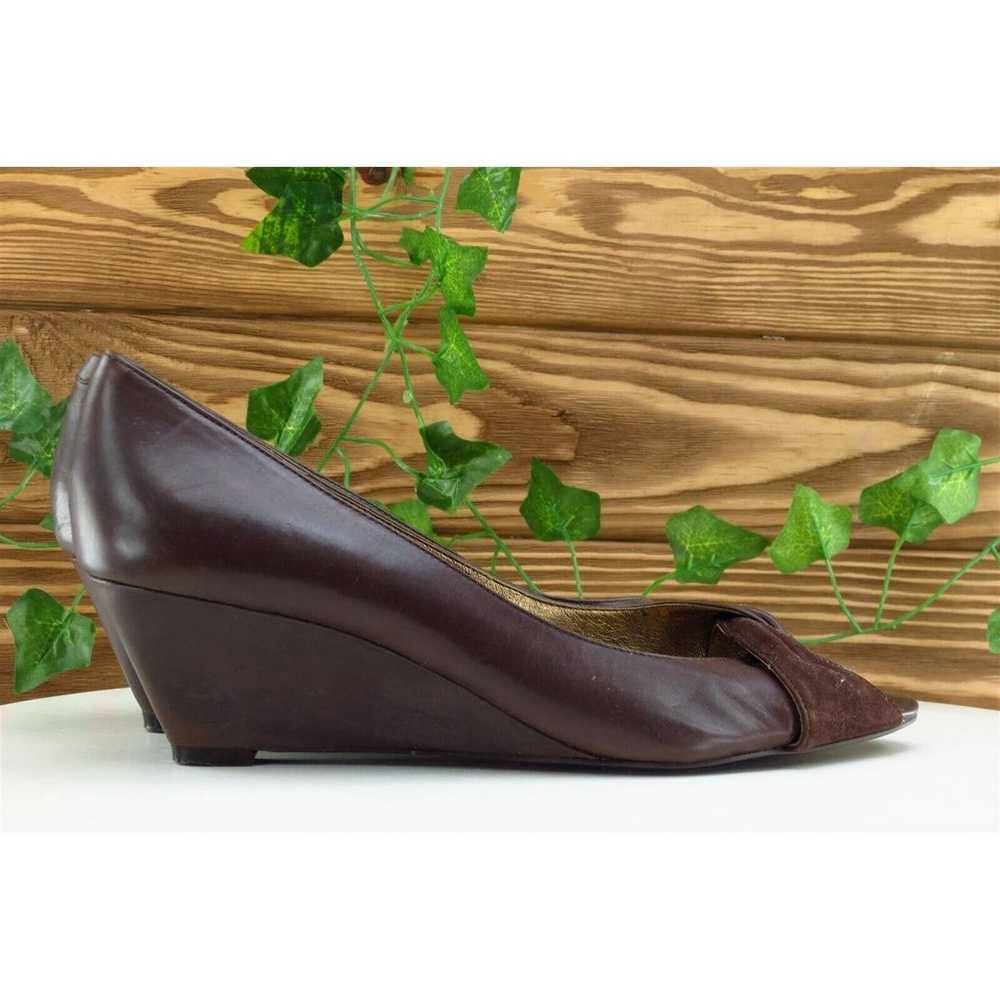 Nine West Women Sz 8 M Brown Wedge Leather Shoes - image 4