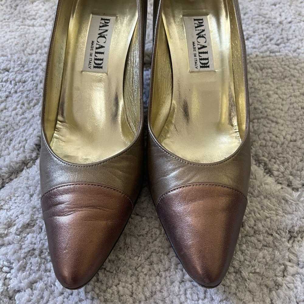 Vintage 1980s Pancaldi Pumps Two Tone Gold Sz 7AA… - image 10