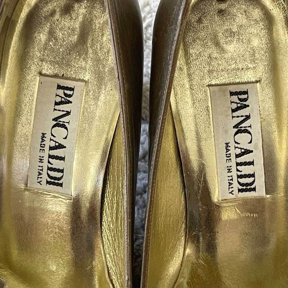 Vintage 1980s Pancaldi Pumps Two Tone Gold Sz 7AA… - image 11