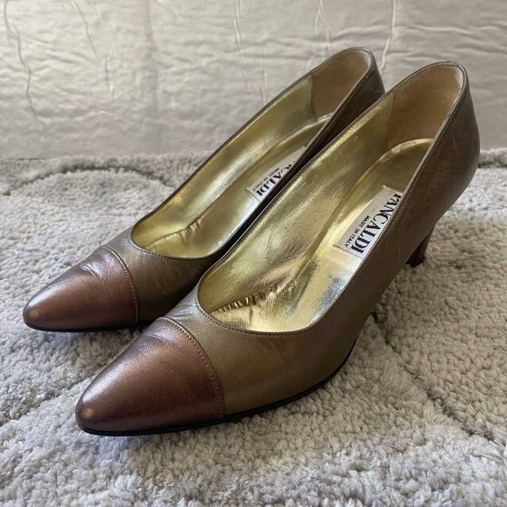 Vintage 1980s Pancaldi Pumps Two Tone Gold Sz 7AA… - image 12