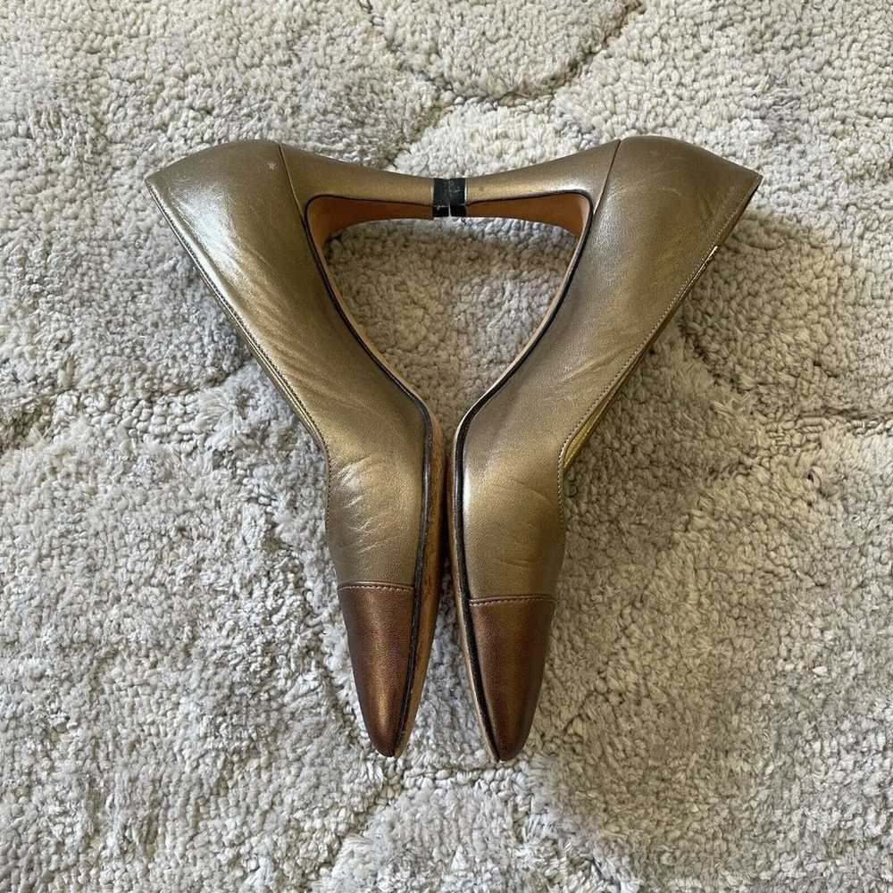 Vintage 1980s Pancaldi Pumps Two Tone Gold Sz 7AA… - image 9